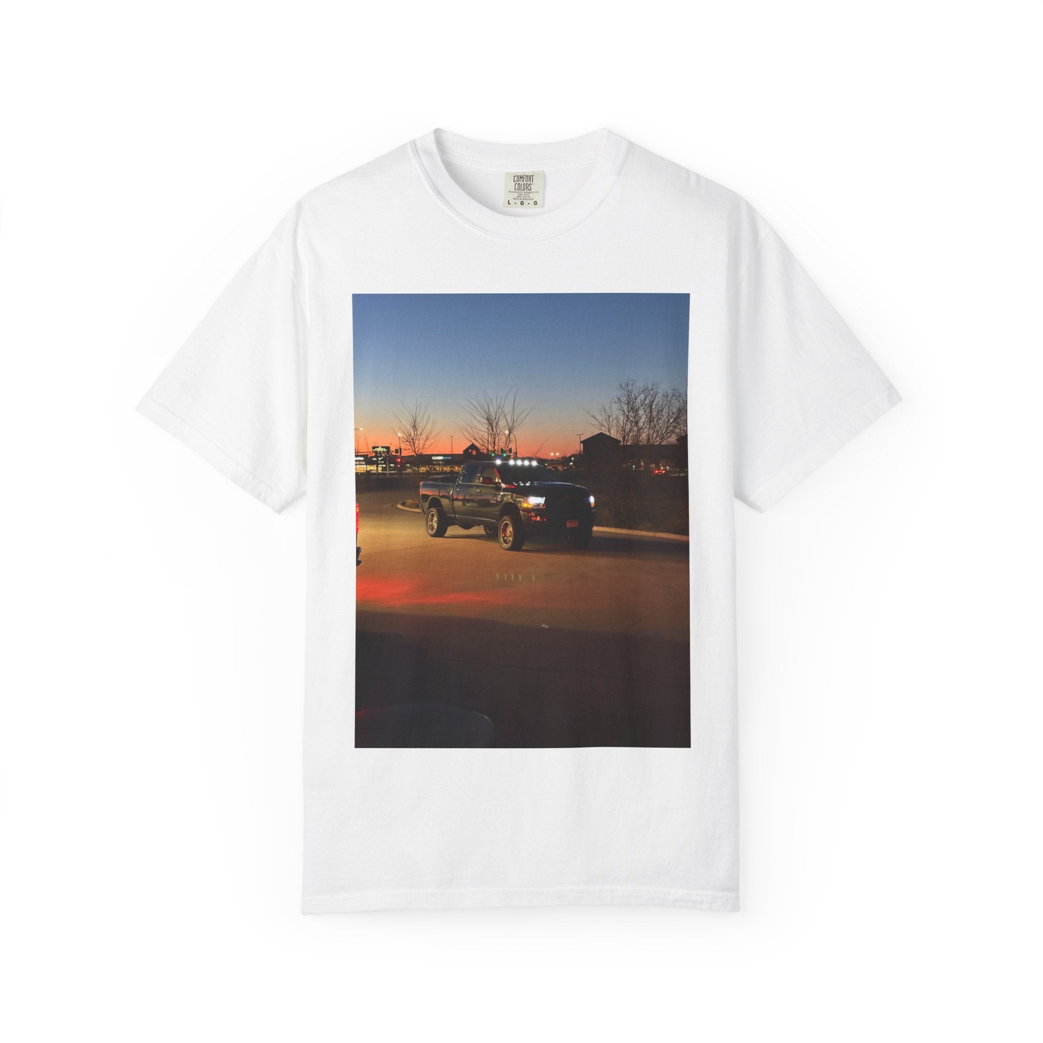 Sunset Truck Photo T-Shirt — Vintage Evening Drive Graphic Tee