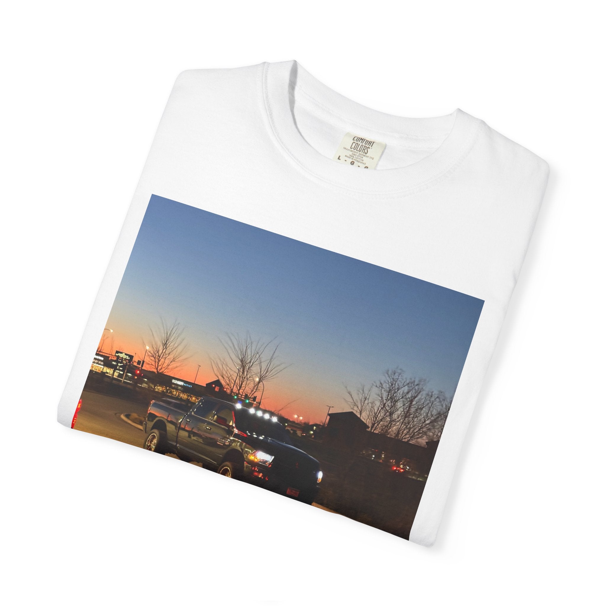 Sunset Truck Photo T-Shirt — Vintage Evening Drive Graphic Tee